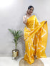 Vasthrlay Yellow Printed Unstitched Saree