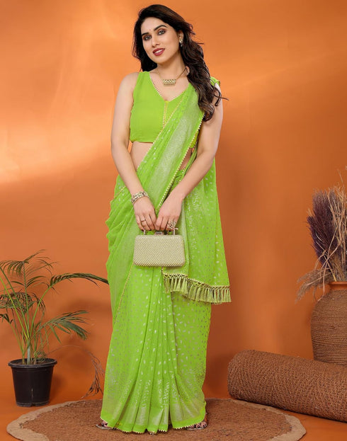 Vasthrlay Georgette Weaving Unstitched Red Saree