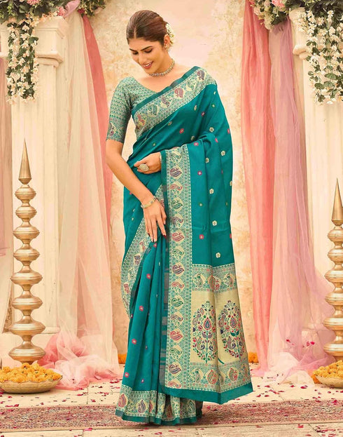 Vasthrlay Weaving Paithani Unstitched Pink Saree