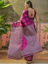 Vasthrlay Womens Printed Wine Saree With Unstitched Blouse Piece