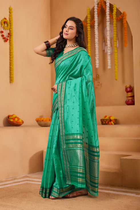 Vasthrlay Orange Jacquard Unstitched Saree