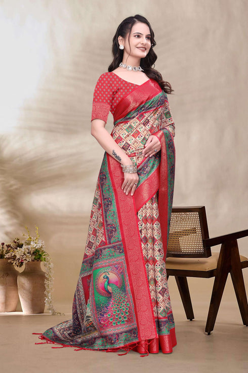 Vasthrlay Kanjivaram Unstitched Saree