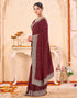 Vasthrlay Womens Embroidered Unstitched Maroon Saree