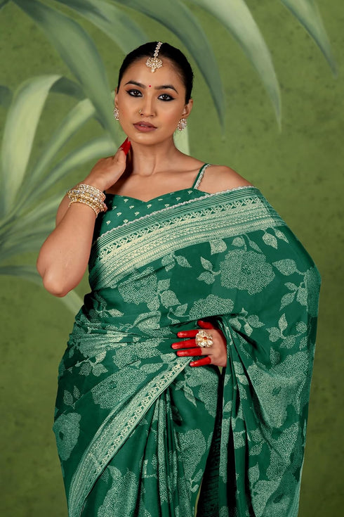 Vasthrlay Fashion Chiffon Georgette Green Ethnic Wear