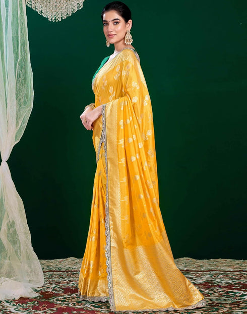 Vasthrlay Banarasi Jacquard Unstitched Pink Saree