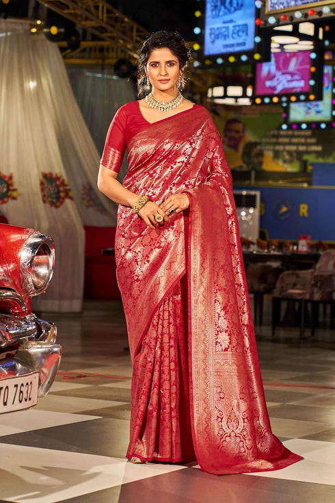 Vasthrlay Women's Kanjivaram Designer Unstitched Saree