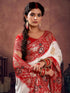 Vasthrlay Pedding Jacquard White | Red Saree With Unstitched Blouse Piece