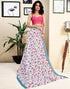Vasthrlay Womens Printed Unstitched White Saree