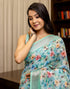 Vasthrlay Womens Printed Unstitched Cream Saree
