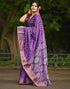 Vasthrlay Womens Printed Purple Saree With Unstitched Blouse Piece