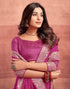 Vasthrlay Georgette Embroidery Rani Pink And Golden Saree With Unstitched Blouse Piece