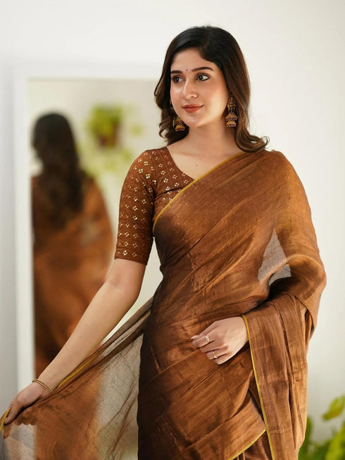 Vasthrlay Handloom Embroidery Unstitched Gold Ethnic Wear