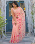 Vasthrlay Womens Printed Peach Saree With Unstitched Blouse Piece