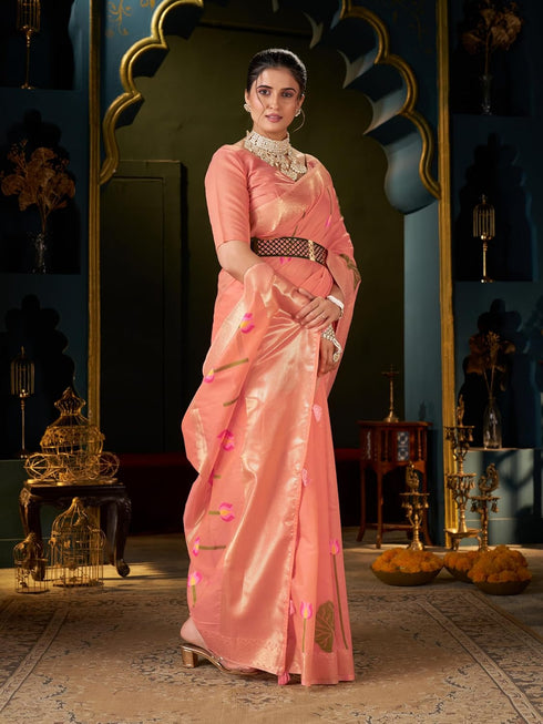 Vasthrlay Exquisite Traditional Intricate Gold Tone Saree