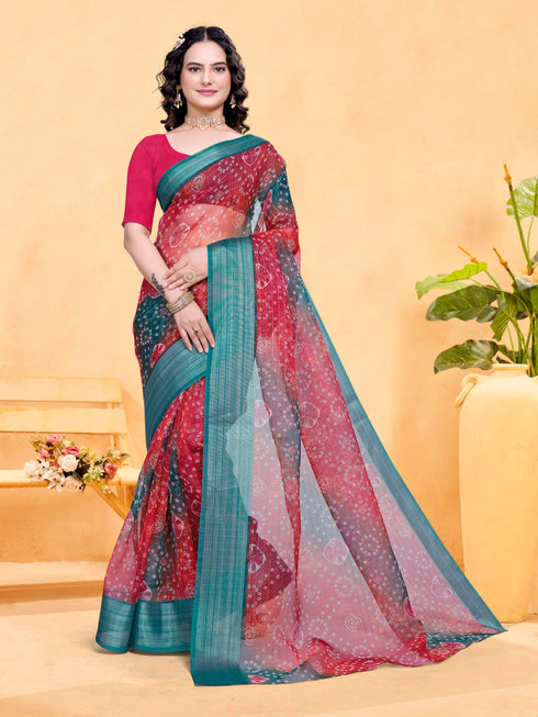 Vasthrlay Organza Printed Unstitched Saree