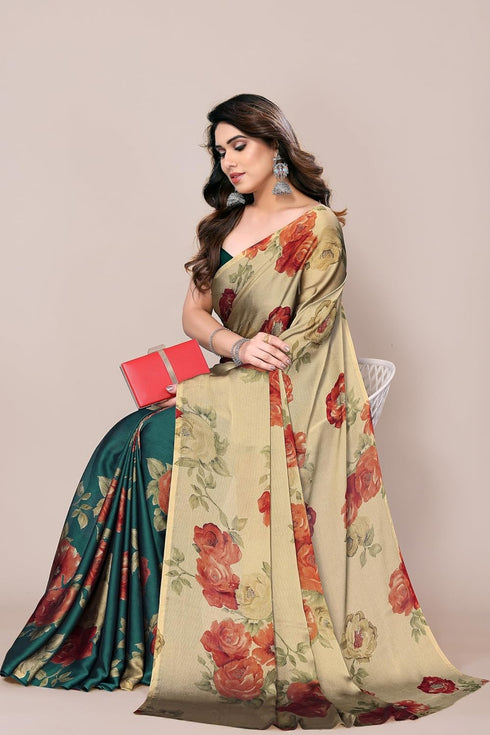 Vasthrlay Fashion Chiffon Printed Grey Ethnic Wear