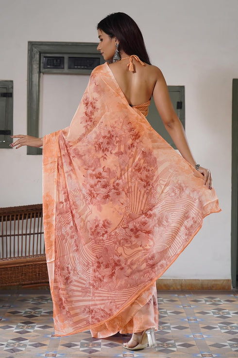 Vasthrlay Fashion Chiffon Georgette Coral Ethnic Wear