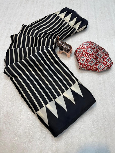 Vasthrlay Ajrakh Saree Crepe