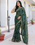 Vasthrlay Georgette Bandhani Green Saree With Unstitched Blouse Piece