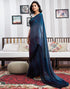 Vasthrlay Womens Chiffon Unstitched Blue Saree