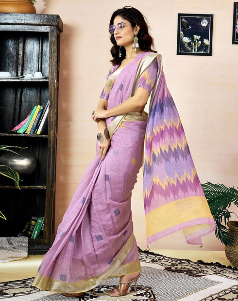 Vasthrlay Womens Printed Unstitched Dark Green Saree