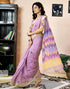 Vasthrlay Womens Printed Light Purple Saree With Unstitched Blouse Piece