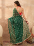 Vasthrlay Vasthrlaywomensgreengeorgettebandhaniprintembroideredlaceworksareewithunstitchedblousepiece Sareeforwoman Designersareeforwomen Tr Ethnic Wear