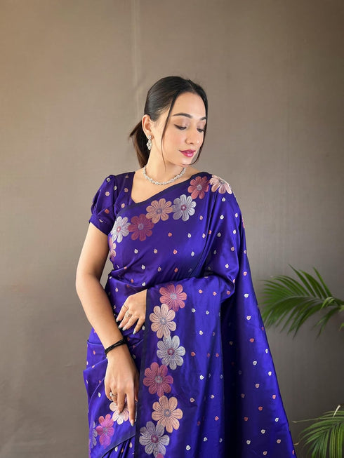 Vasthrlay Women's Paithani Ethnic Unstitched Saree