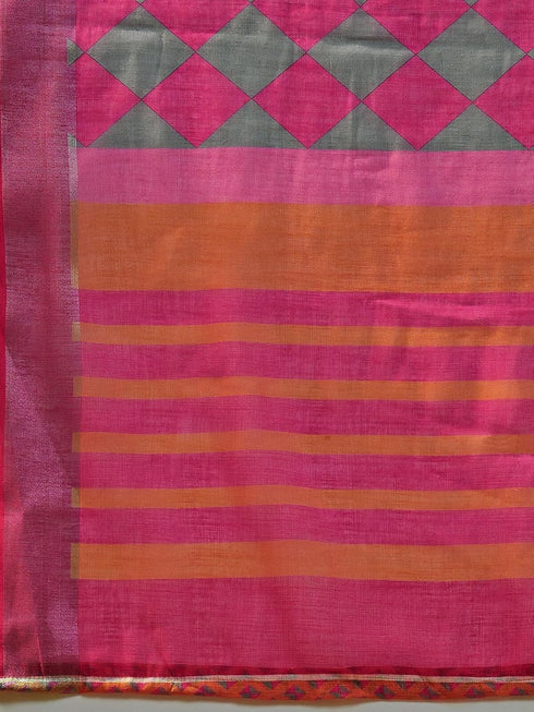 Vasthrlay Weaving Printed Beige Saree
