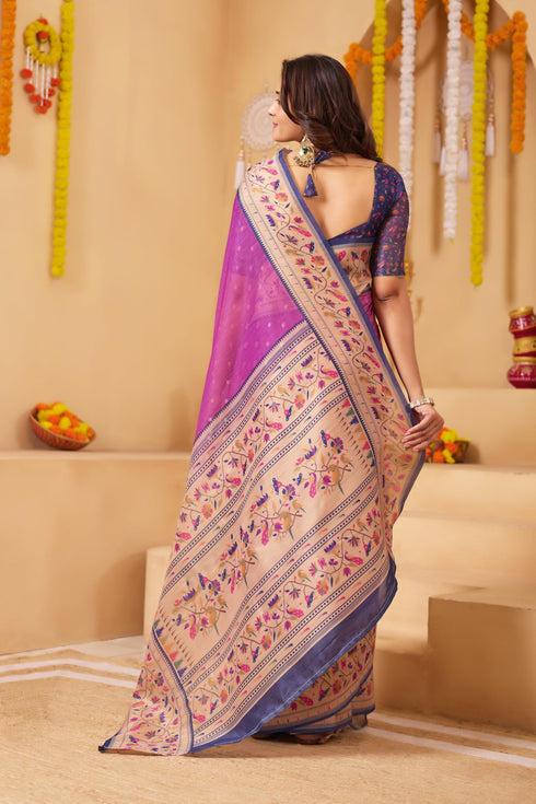 Vasthrlay Pink Unstitched Saree