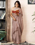 Vasthrlay Chanderi Printed Unstitched Off White Saree