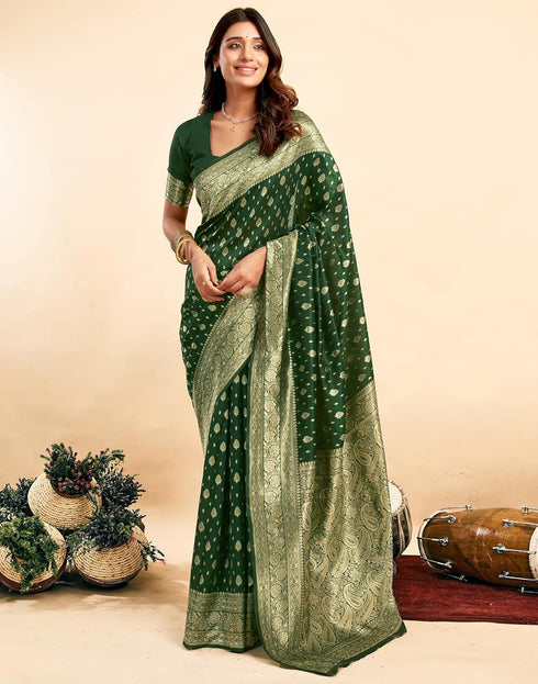 Vasthrlay Kanjivaram Banarasi Wedding Light Green Saree