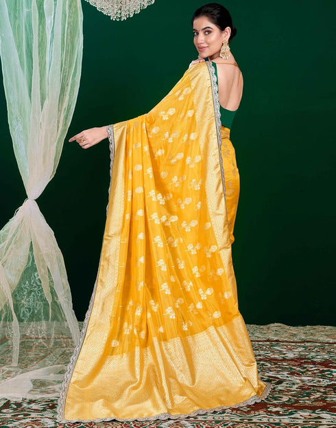 Vasthrlay Banarasi Jacquard Unstitched Pink Saree