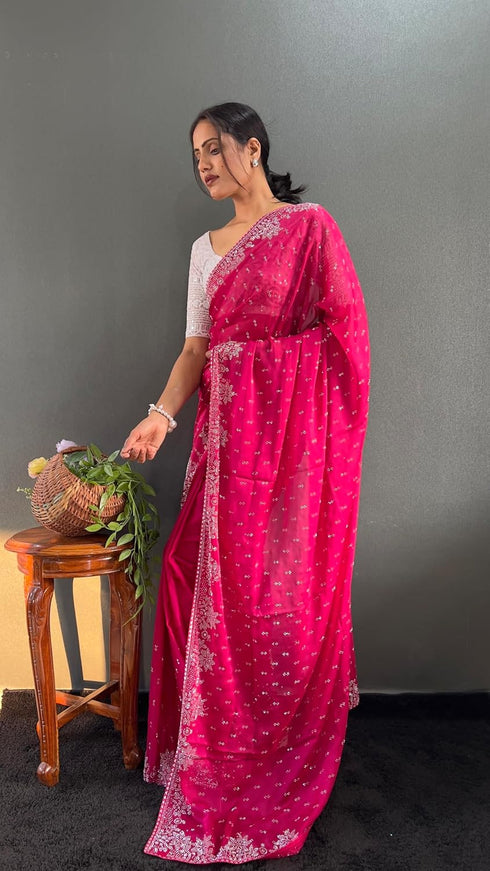 Vasthrlay Designer Georgette Border Traditional