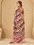 Vasthrlay Printed Jacquard Dusty Rose Pink Saree With Unstitched Blouse Piece