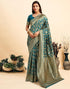 Vasthrlay Womens Banarasi Unstitched Olive Green Saree
