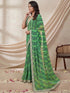 Vasthrlay Georgette Embroidery Green Saree With Unstitched Blouse Piece