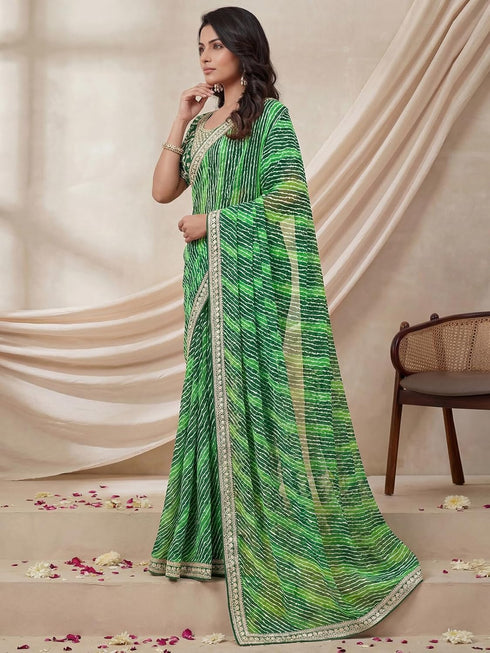 Vasthrlay Georgette Embroidery Unstitched Orange Saree