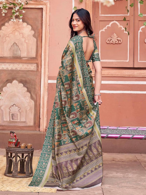 Vasthrlay Womens Printed Unstitched Purple Saree