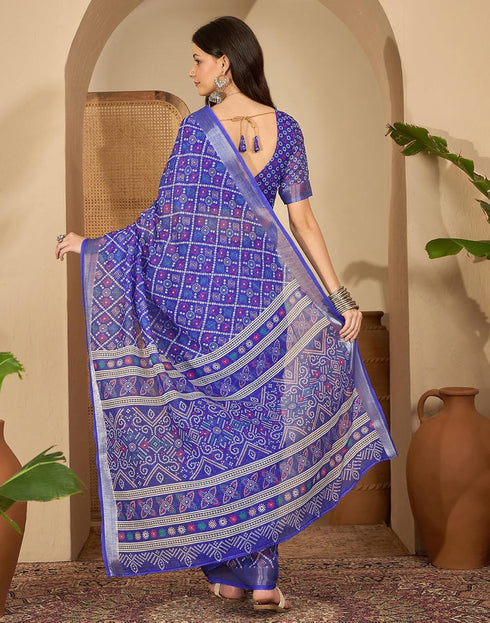 Vasthrlay Womens Printed Unstitched Purple Saree