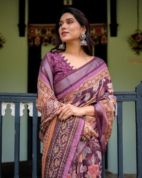 Vasthrlay Turquoise Floral Embroidered Saree