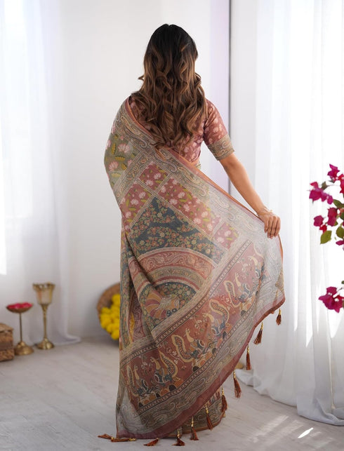Vasthrlay Blue Beige Traditional Grey Green Saree