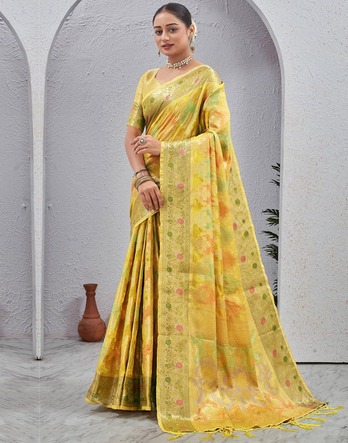Vasthrlay Banarasi Jacquard Unstitched Grey Saree
