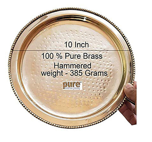Brass Plate for Pooja, 10 Inch