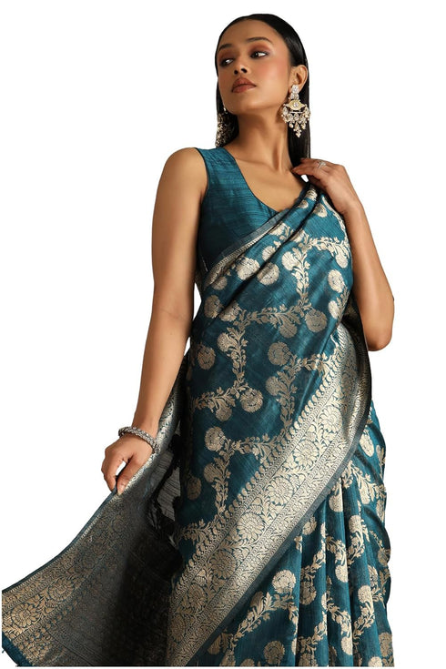 Vasthrlay Beige Tussar Floral