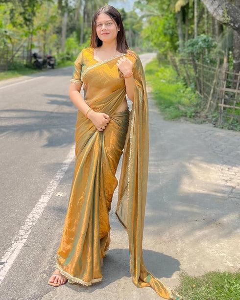 Vasthrlay Boarder Unstitched Chhaavam Mustard Free Ethnic Wear