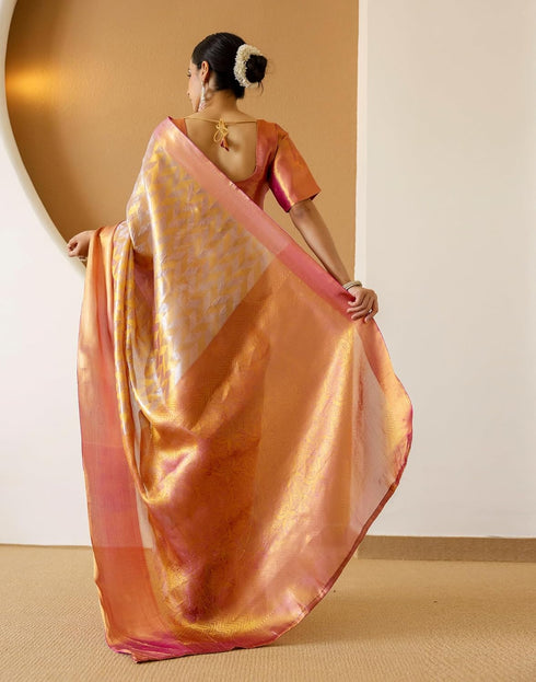 Vasthrlay Special Jacquard Unstitched Pink Saree