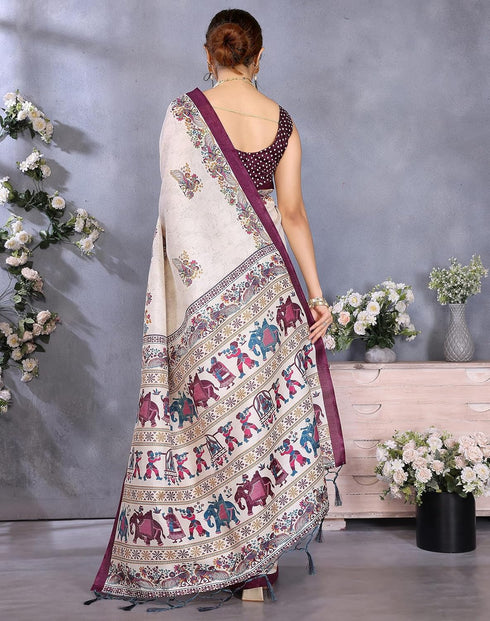 Vasthrlay Printed Unstitched Saree Az Ya Shaadi