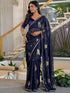 Vasthrlay Georgette Printed Unstitched Green Saree