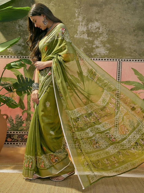 Vasthrlay Printed Violet Saree